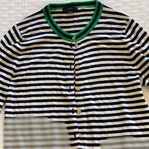 J crew navy cardigan with green detail size medium